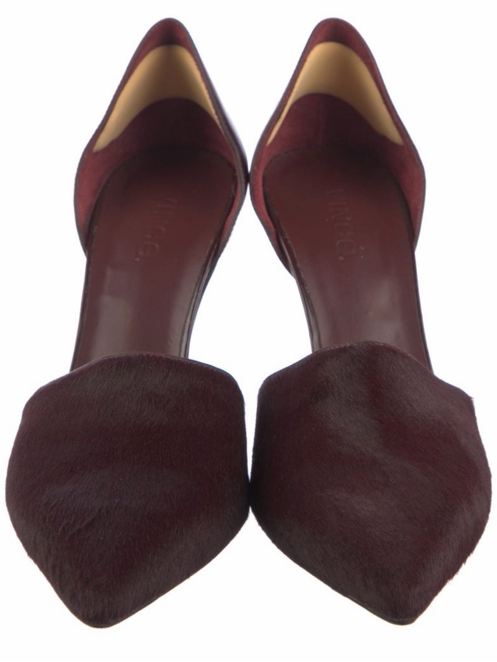 Vince Pointed D'Orsay Flats in Burgundy